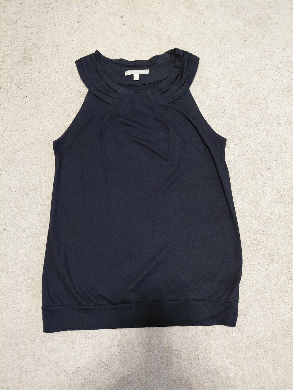 Banana Republic Black Sleeveless Pleated Neck Tank